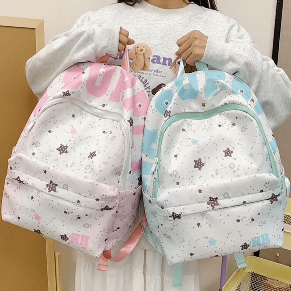 Letter Print Oxford Cloth Backpack Large Capacity Students School Bag Star Backpack  Travel