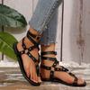 Women's Lightweight Summer Sandals - Black Cross-strap Flat Sandals Comfortable and Casual Vacation Beach Shoes