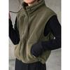 Women's Solid Color Zippered Sleeveless Vest Jacket for Fall and Winter