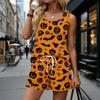 Womens Summer Casual Two Piece Set Sleeveless Square Neck Tank Top And Shorts With Pockets Lightweight Comfortable Fit