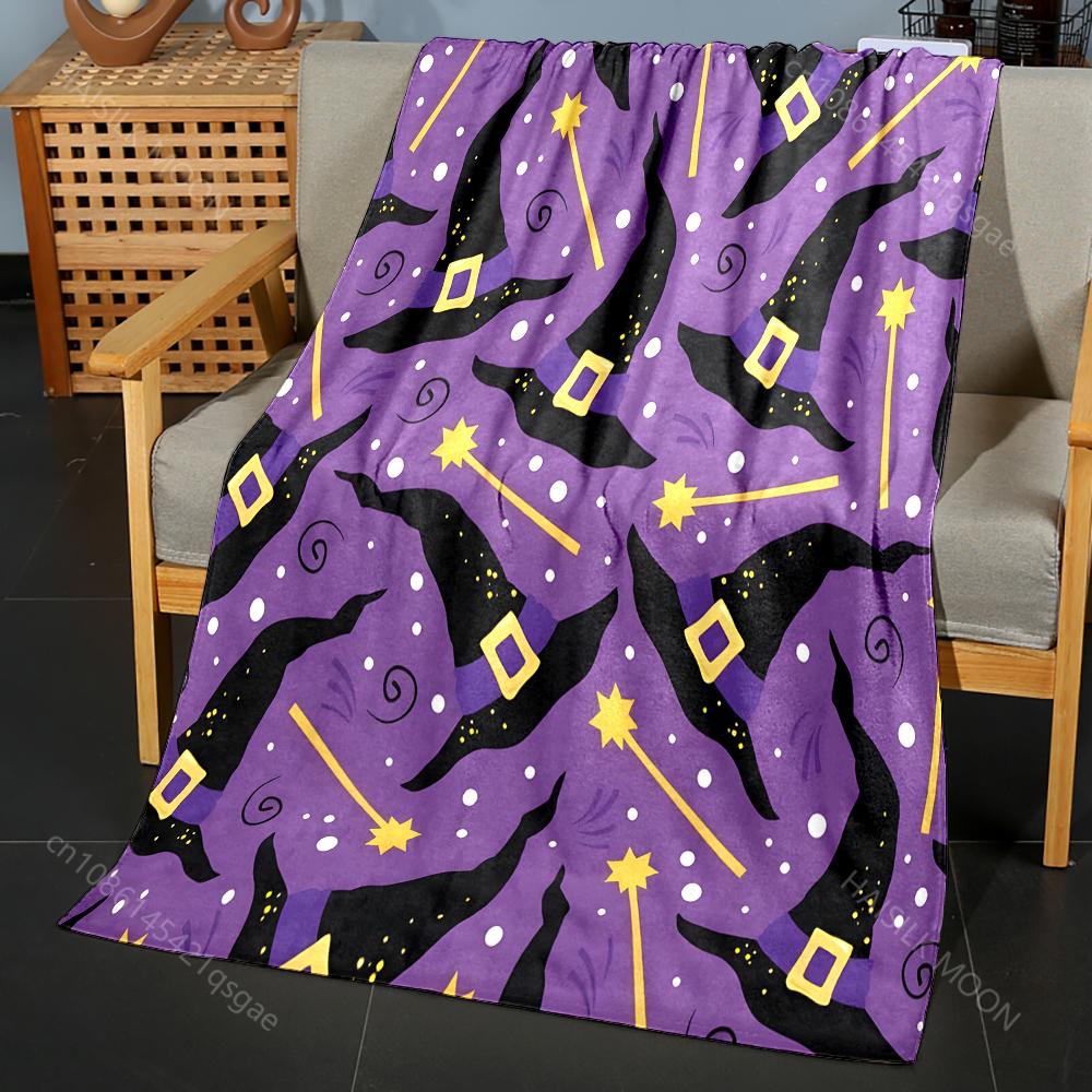 Wizard Hat Print Blanket Warm Soft Fluffy Kids and Adults Sofa Bed Throw Blanket Suitable Home Travel Camping Luxury Gifts