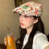 Japanese-style Playful Graffiti Beret for Women, Niche Backwards-worn Forward Cap, Funny Newsboy Cap That Makes the Face Look Smaller, Trendy