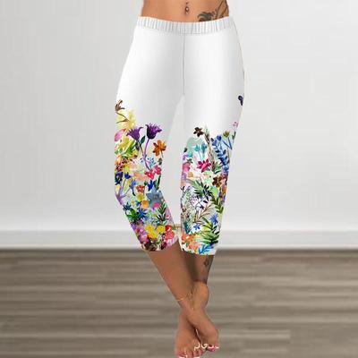 Pants Summer Short Leggings Cropped Skinny Trousers Plus Size Leggins Ladies Slim 3D Garden Print Pants