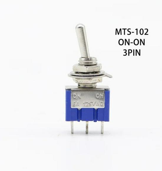 MTS-102 Momentary Self-Reset Toggle Rocker Switch, 6MM Three-Pin, Two-Position
