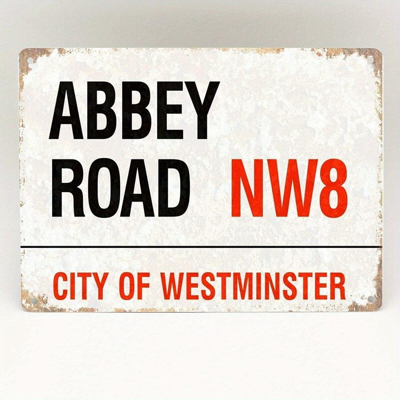 

Vintage Abbey Road NW8 Metal Sign Iron Wall Decor with ABBEY ROAD NW8 CITY OF WESTMINSTER Text Weathered Finish for Outdo aluminum 20x30cm