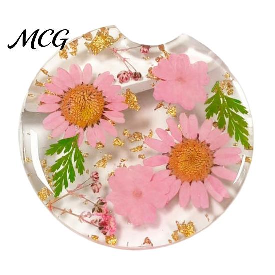 Reusable Car Coaster Coaster, Durable Resin Flower Drink Mirror Polished Unique Natural Coffee Cup Holder, for Interior Accessories Heat Resistant