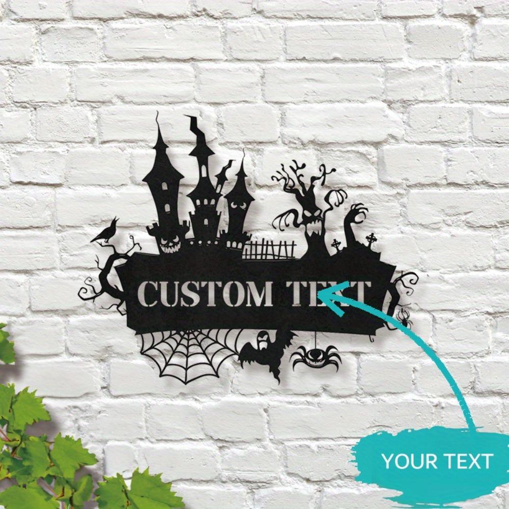 Personalized Metal Wall Art Halloween Decor Spooky Name Sign Haunted House S чёрный