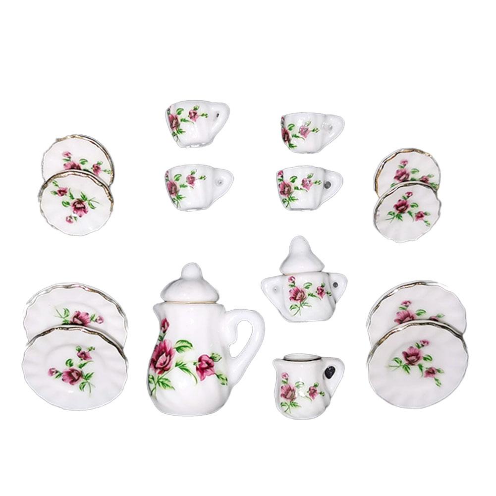 Mini Ceramic Tea Set Perfect Play Toy for Kids - Miniature Food Dishes Cups Plates For Children Tea Cups