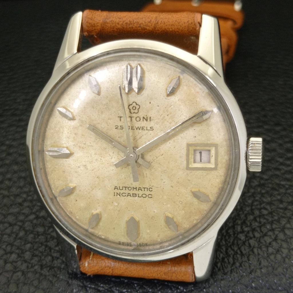 VINTAGE TITONI AUTOMATIC INCABLOC SWISS MENS ORIGINAL DIAL WATCH A700333-5 R202-a700333