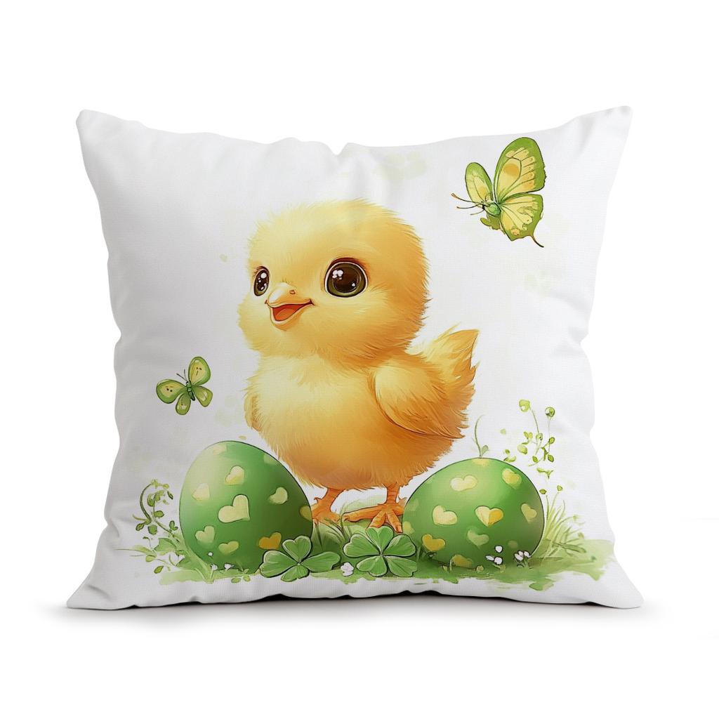 Easter Bunny Egg Clover Pillowcase Printed Polyester 40/45/50Cm Throw Pillowcover Decorative Sofa Cushion Pillowslip Home Decor