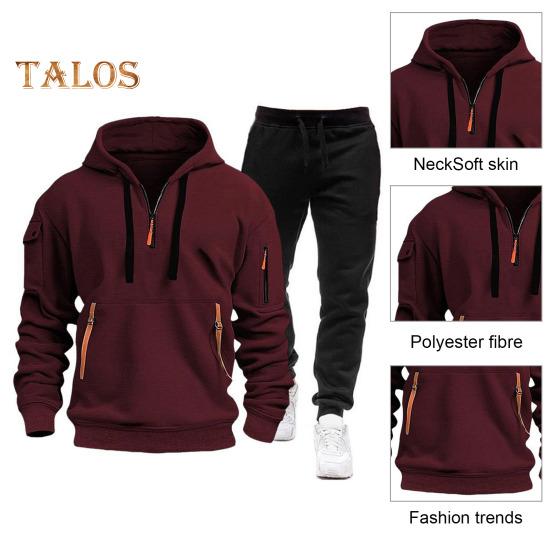 Set de 2 bucăți/set de pantaloni pentru bărbați, cu glugă, cu șnur, cu mânecă lungă, topuri sport, cu talie elastică, set de pantaloni lungi, trening largi de culoare solidă