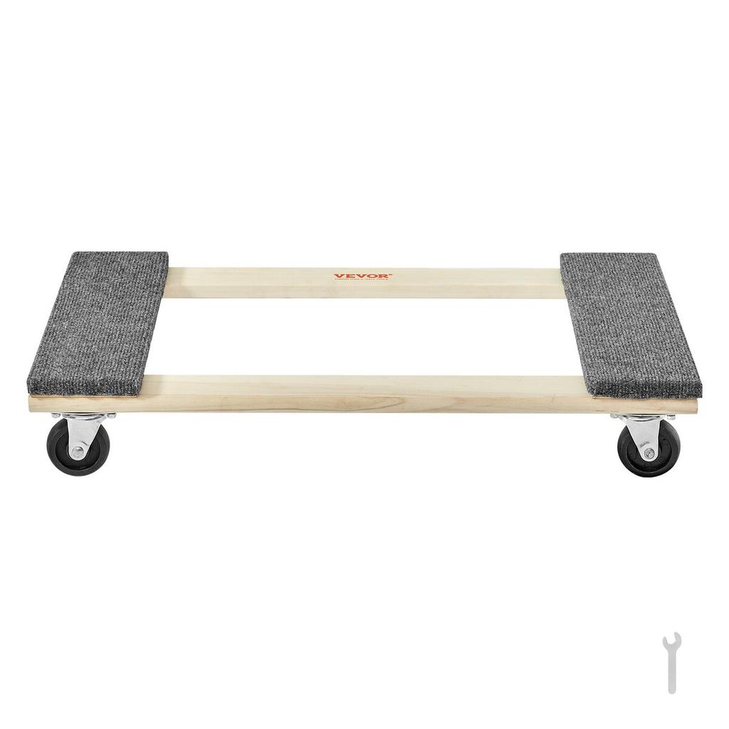 Furniture Dolly, 1000 lbs Load Capacity, 18" x 30", 4 x 3" PP Swivel Casters, Heavy Duty Hardwood Furniture Moving Dolly, Mover's Dolly, Moving Cart