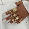Ingemark 9Pcs/Set Creative Irregular Flower Starfish Ring for Women Exquisite Open Adjustable Geometric Rings Party Jewelry Gift