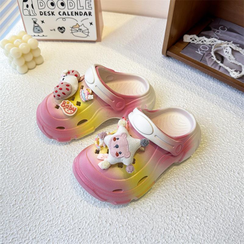 Children's Gradient Color Non-Slip Cartoon Beach Sandals with Thick Sole (2026)