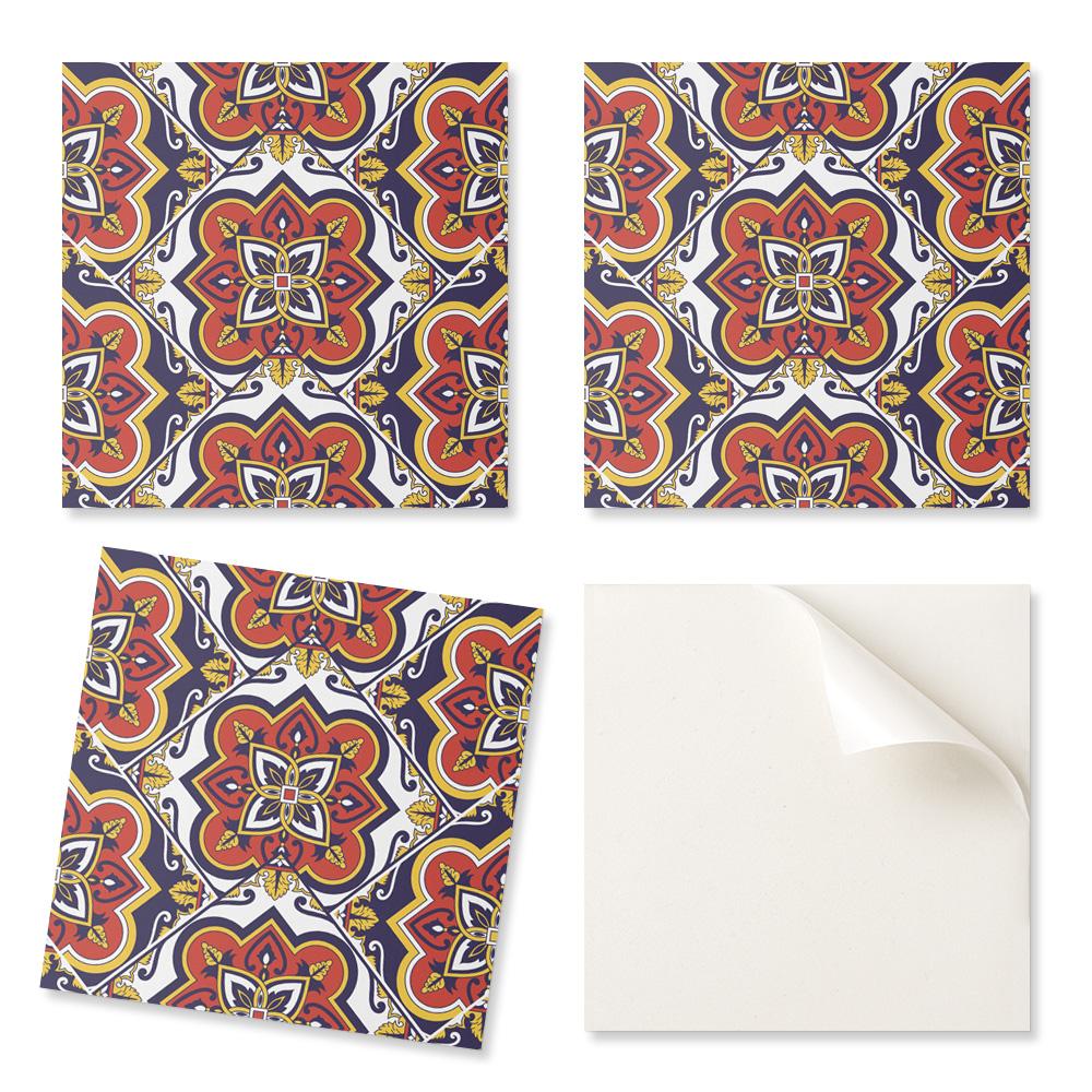 Naklejane Kafelki Dekoracyjne Do Szybkiej Odmiany Ściany Wzór Kwiatowy Z Ornamentami 20X20X20 Cm