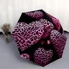 1pc Pink Leopard Heart Automatic Opening and Closing Folding Umbrella with 8 Iron Ribs - Portable, Foldable for Travel Yy251124111