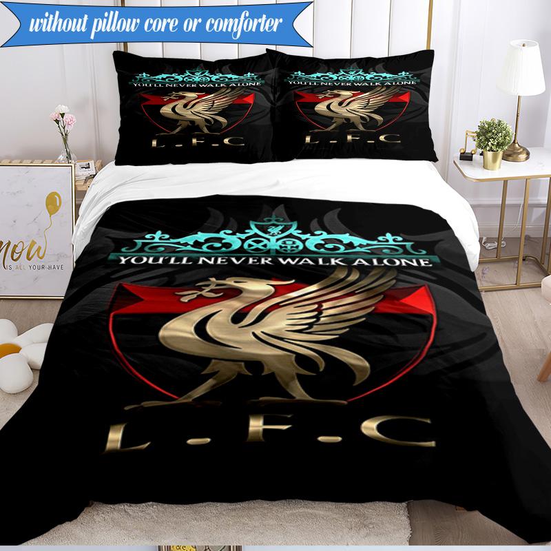 Liverpool Football Club 3 Pezzi Biancheria da Letto, Include 1 Federa per Piumone e 2 Federe Perfetta per Natale, Ideale per Camera da Letto, Dormitorio