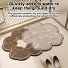 Quick Dry Shower Mat Double Flower Bath Mat, Super Absorbent Diatomaceous Earth Rug, Non-Slip Floral Washable Drying for Bathroom Floor Home Entrance