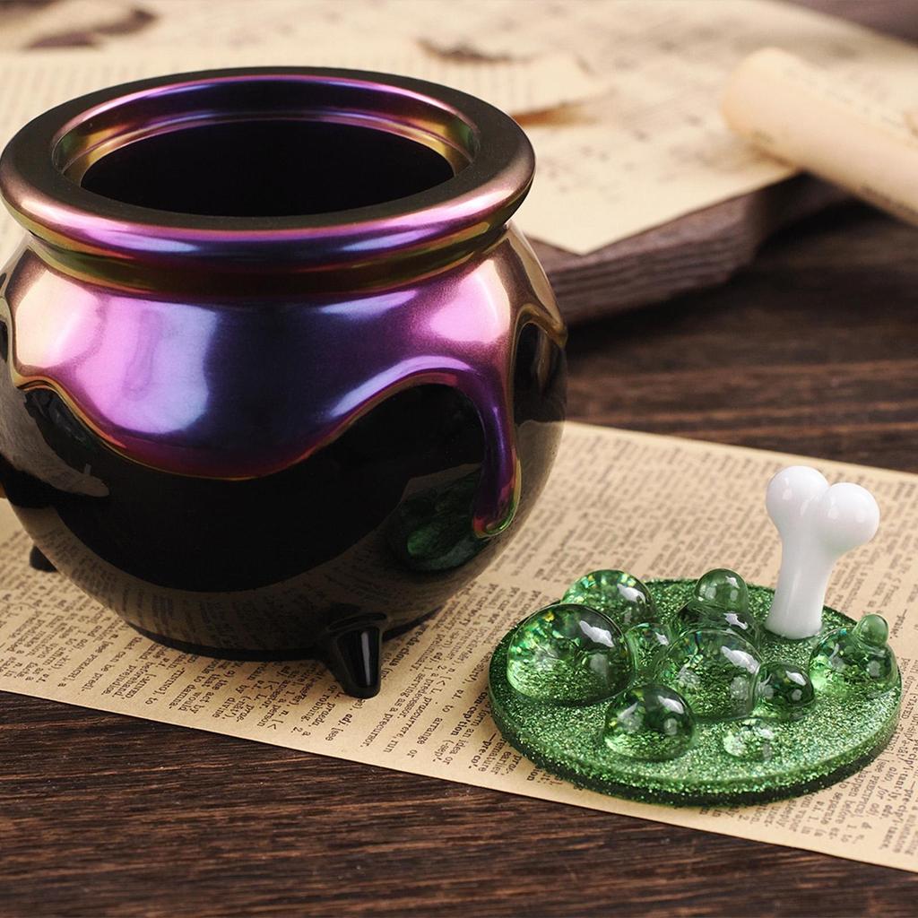 Halloween Witch Cauldron Silicone Mold Epoxy Resin Halloween Crucible Pumpkin Mold Easy Release Mould Crafting Supplies