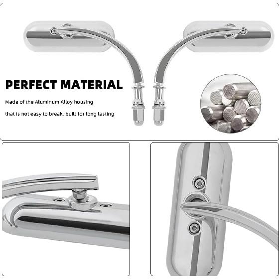 Chrome Oval Shape Motorcycle Mirrors,Upgrade Rearview Motorcycle Mirrors Compatible with Harley Road King Softail Street Glide Electra Dyna And More