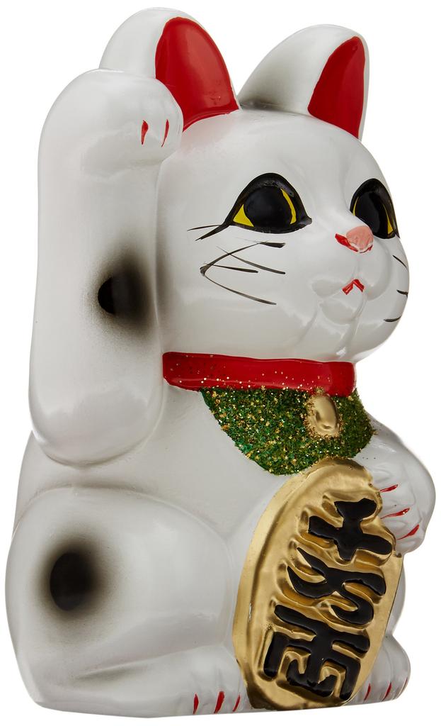 White with a Right Paw Beckoning Tokoname Maneki-neko (beckoning Cat) No. 4, Money, Ware.