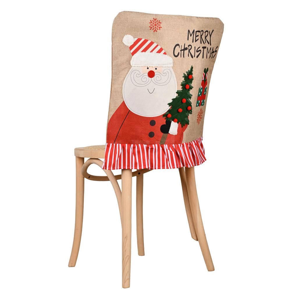 Furniture Holiday Whimsical Decor With Adorable Snowman And Santa Claus Chair Covers In Striped Fabric