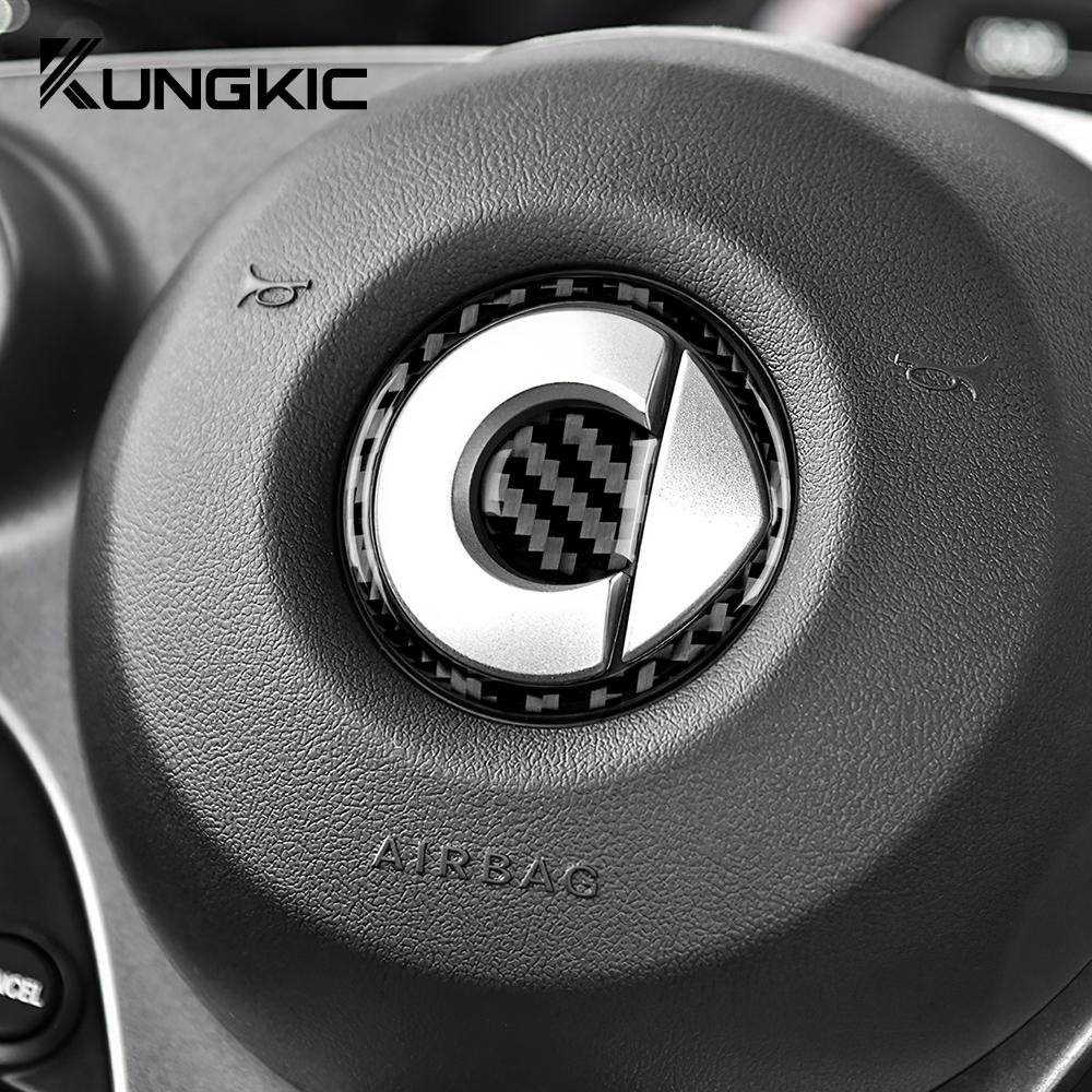 Real Soft Carbon Fiber Sticker For Mercedes Benz Smart 453 Fortwo/Forfour 2016 2017 2018 2019 2020 2025 Steering Wheel Cener Cov