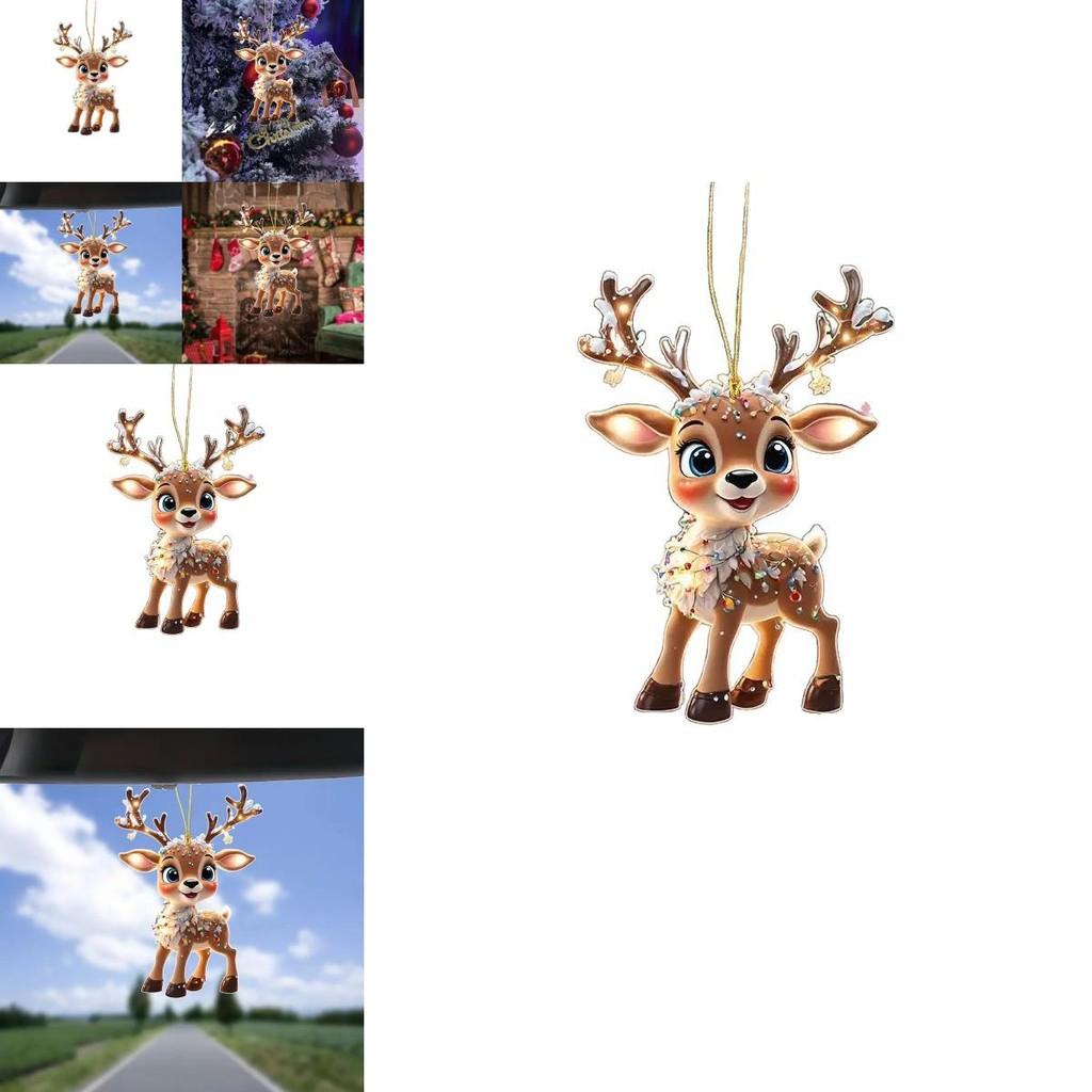 Christmas Reindeer Car Mirror Pendant With Acrylic Material For Home Decor