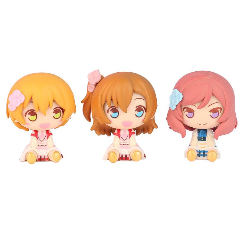 9Pcs/1Set Q Version Anime Figure Love Live! School Idol Project Kotori Minami Honoka Kousaka PVC Adorable Sitting Figure Toy