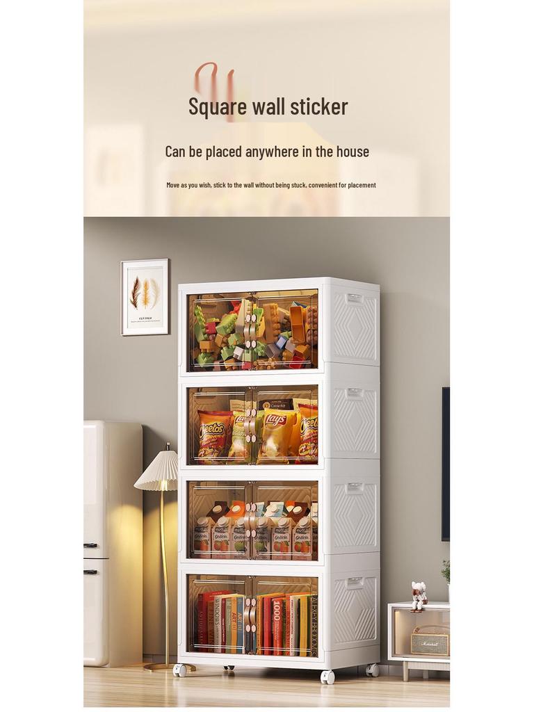 Movable Multi-layer Folding Storage Wardrobe with Wheels