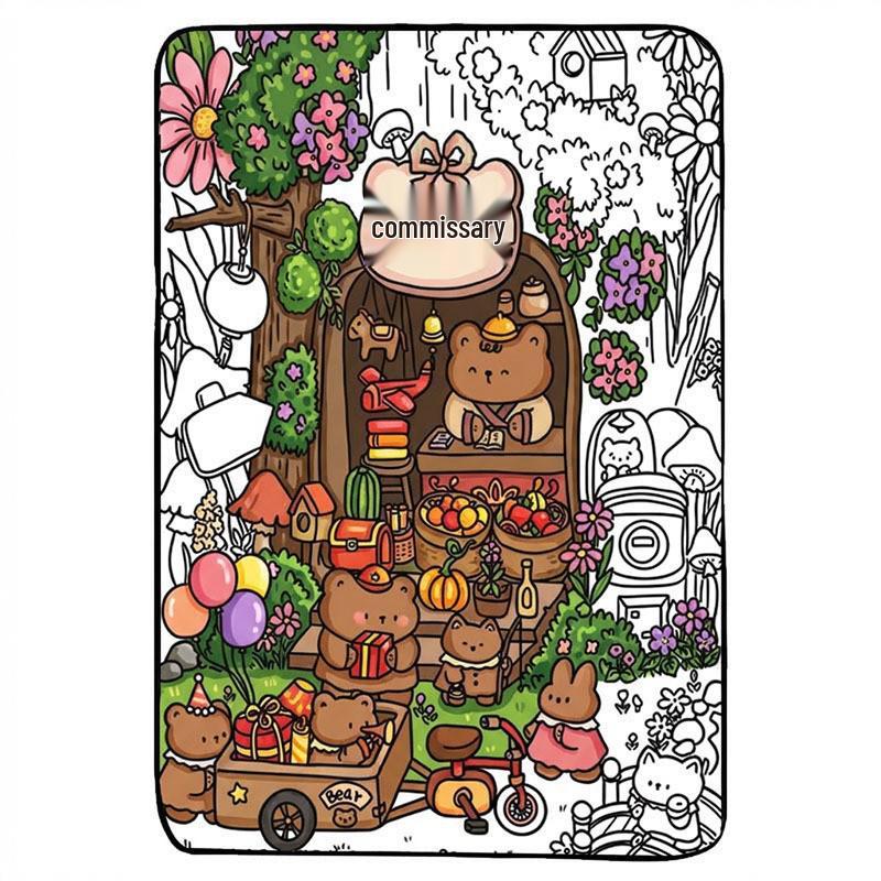 Cross-border Creative DIY Hand-painted Cartoon Graffiti Blanket - Handmade Coloring Decompression Bedroom Blanket.