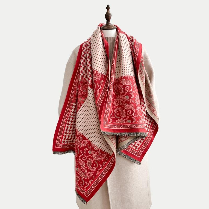 Autumn and winter temperament scarf women's high-end atmosphere retro versatile cashew nut flower skin-friendly, comfortable and warm scarf