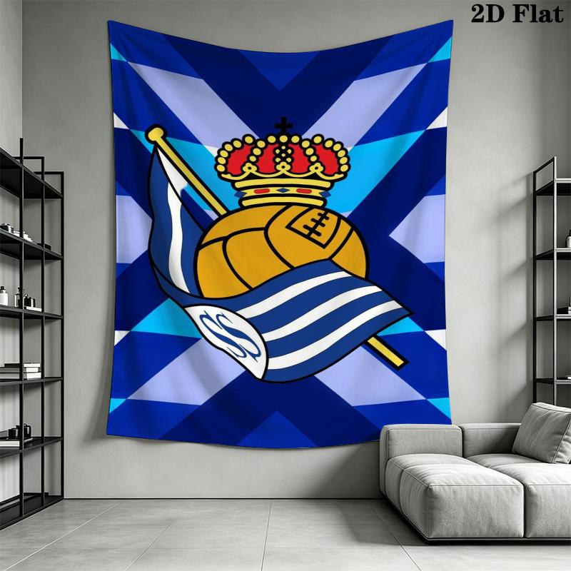 Real Sociedad Wall Tapestry Aesthetic Wall Hanging Printed Fabric Blanket Decorative Tapestries for Bedroom Living Room Home Decor