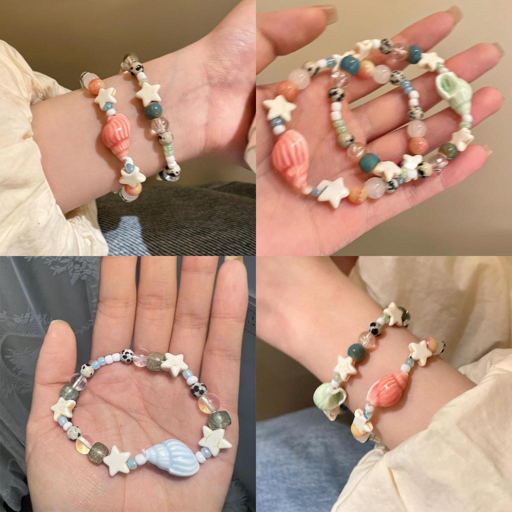 Sweet Vacation Starfish Beaded Bracelet For Women With Shell Accents And Handmade Crafting