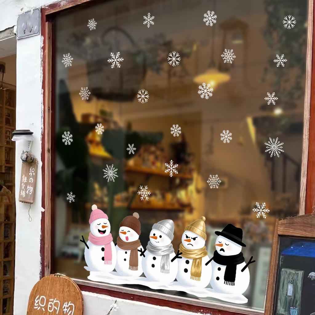 Elektrostatische Weihnachts-Schneeflocke Schneemann Elektrostatische Adsorption Klebstofffreie Glasaufkleber für Heimdekoration