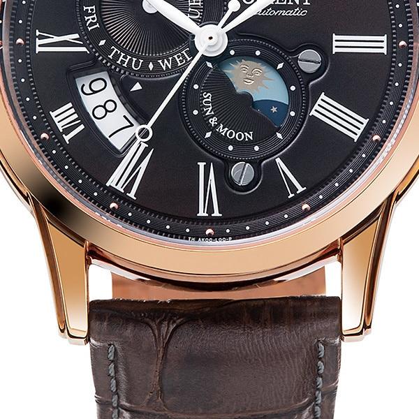 ORIENT Men's RN-AK0002Y (CLASSIC SUN&MOON) Round Watch Brown Stainless Multi-Hand Analog