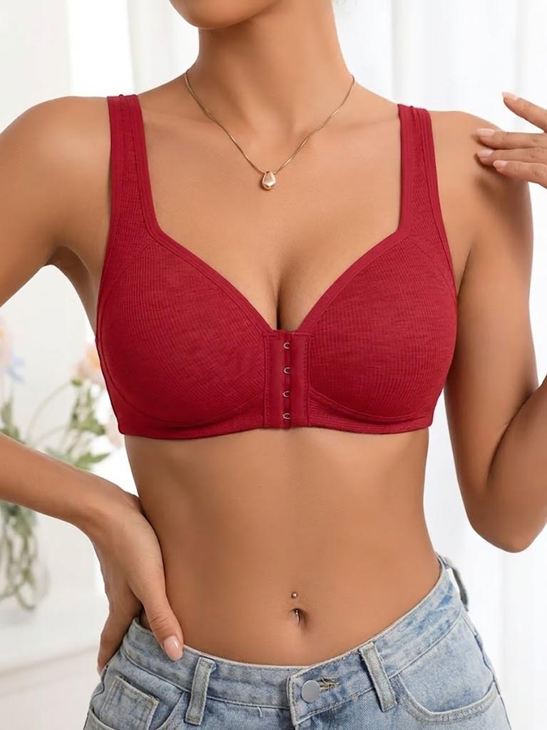 Drahtloser Push-Up Sport-BH mit Frontverschluss für Damen