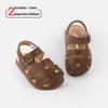 Korean Style Kids' Closed-Toe Leather Sandals - Non-Slip, Soft Sole, Outdoor Shoes for Boys & Girls