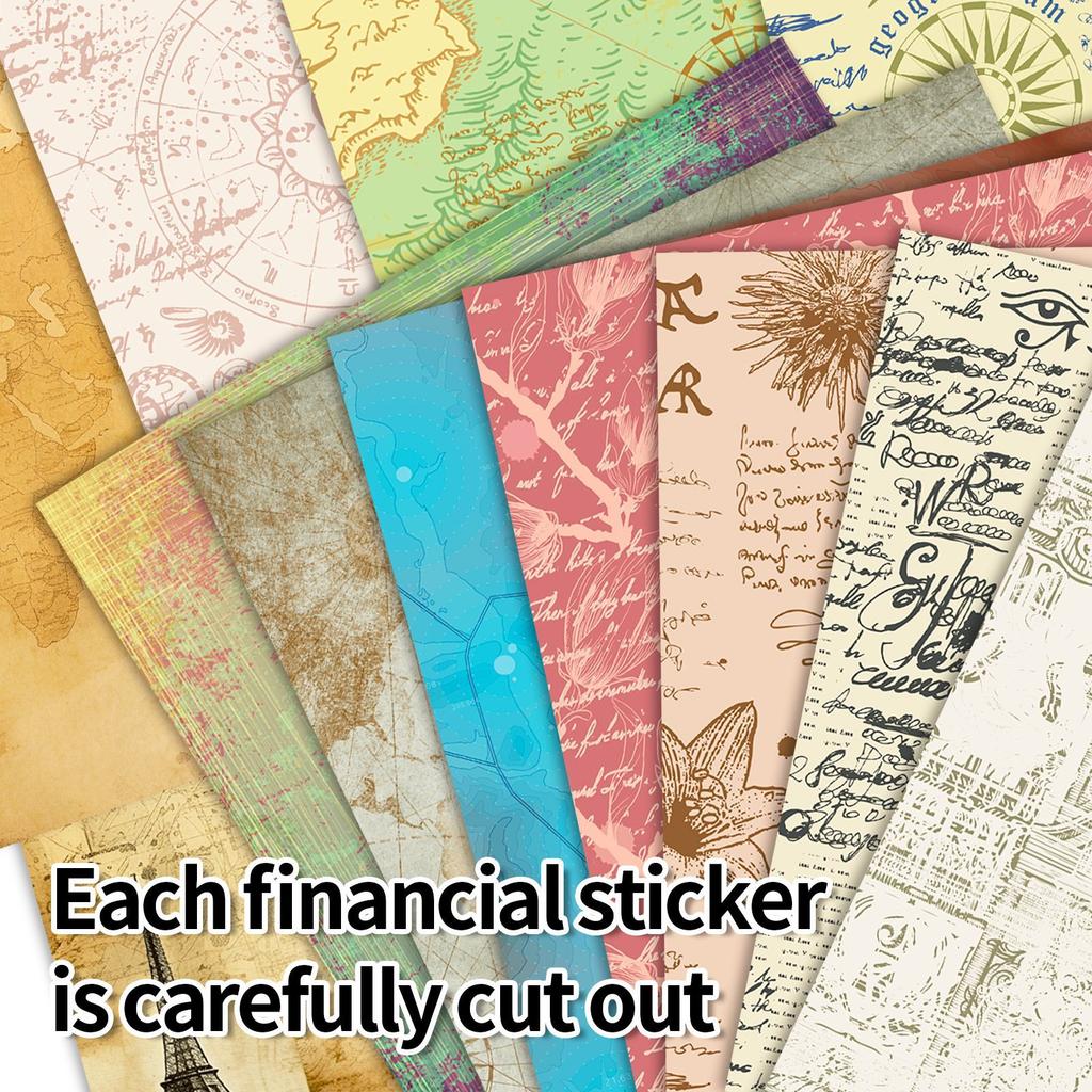 12 Pieces Of Retro Style Material Paper, Manuscripts Of The Years Ins Text Hand Account Collage Decorative Backing Paper