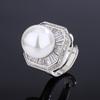 Jewelry Copper Platinum Plated Inlaid Fritillary Pearl Diamond Temperament Square Ring 14Mm