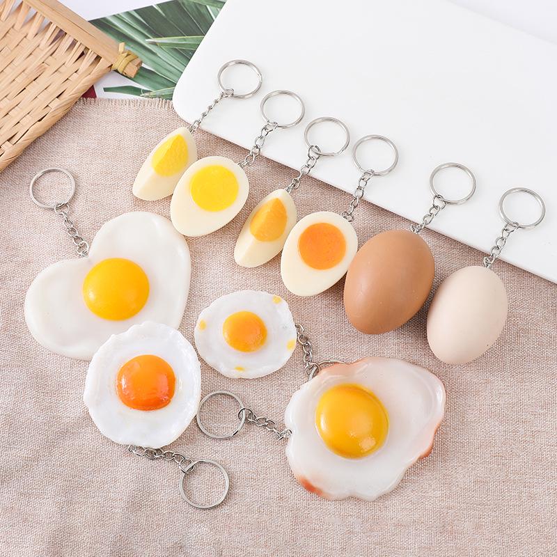 Egg Simulation Keychain: Duck, Braised, Fried, Baked, Sunny-Side Up - Creative Food Toy Pendant