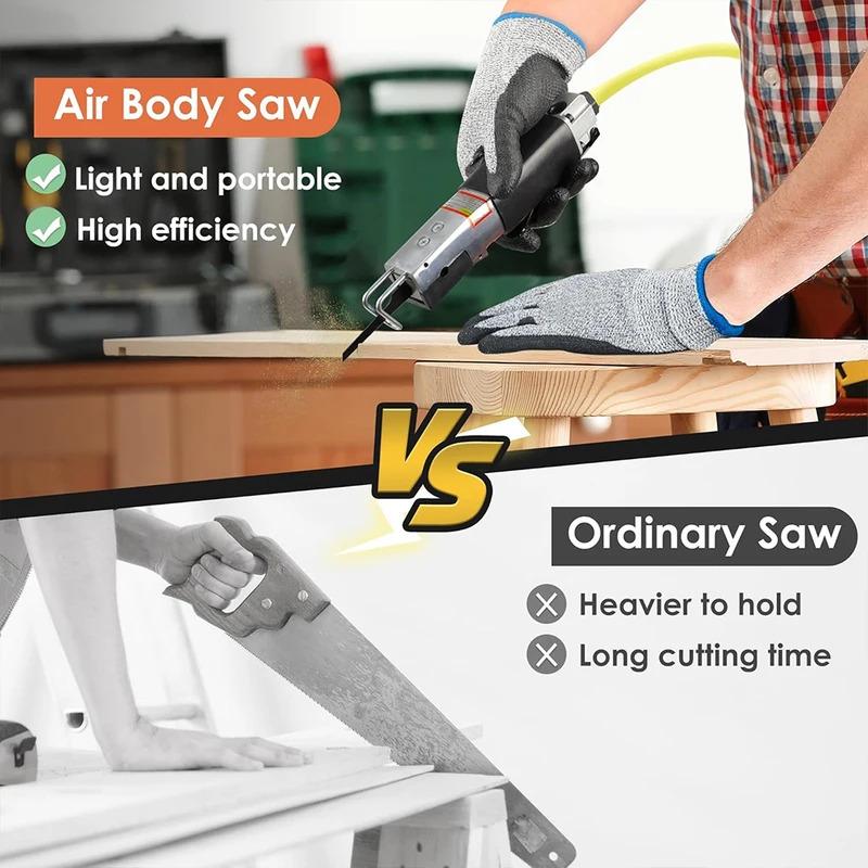 90PSI Pneumatic Reciprocating Saw Multi-function Air Saber Body Saw For Cutting Aluminum, Plastic, Fiberglass, and Sheet Metal