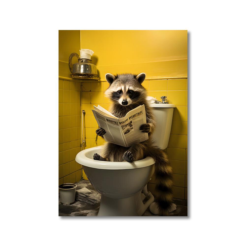 Funny Animals Toilet Canvas Painting Prints Gorilla Elephant Cat Dog Wall Art Poster Picture for Bathroom Room Home Decoration