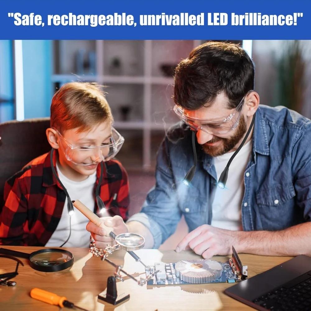 Wiederaufladbares/Batteriebetriebenes Tragbares LED-Leselicht 3 Farben 9 Helligkeiten Umhängbar Flexibler Arm Nackenleselicht