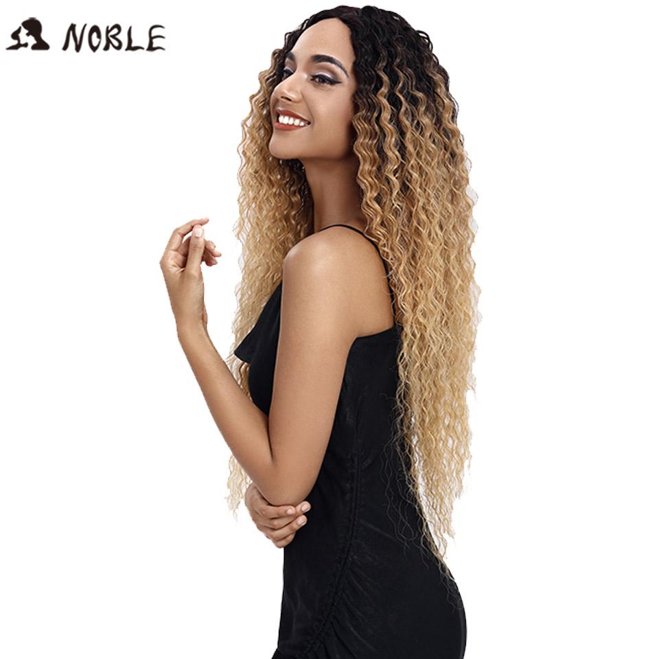 Noble Synthetic Lace Wigs For Black Women Middle Part Long 30" Ombre Blonde Wig With Dark Roots Wavy Heat Resistant Lace Wig