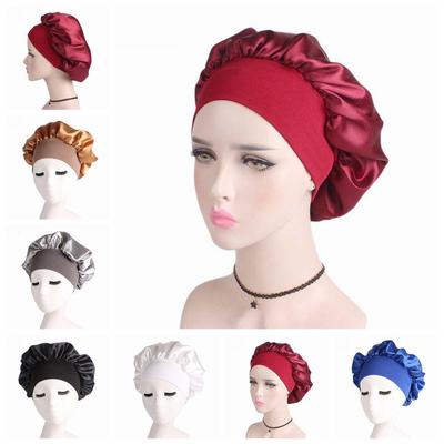 Soft Stretch Head Cover Wide Band Satin Cap Night Sleep Hat Hair Loss Chemo Elastic Head Wraps