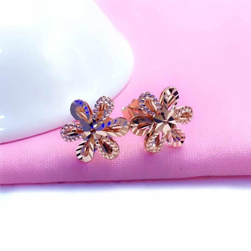 Purple Gold-Plated Rose Gold Car Flower Flower Hollow Shiny Earrings Sweet Gold Stud Earrings For Women