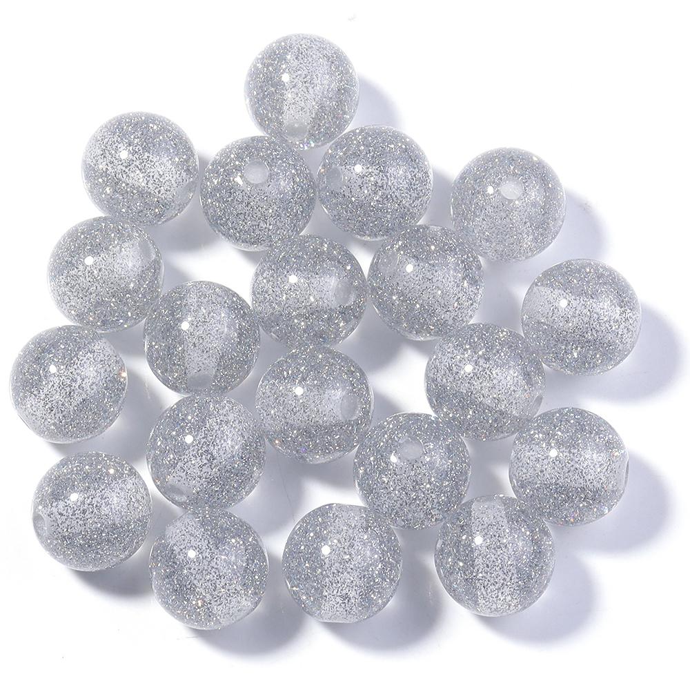 20pcs/lot 12mm Gypsophila Resin Beads Colorful Glitter Beads Round Loose Spacer Beads For Jewelry Making DIY Necklace Bracelet
