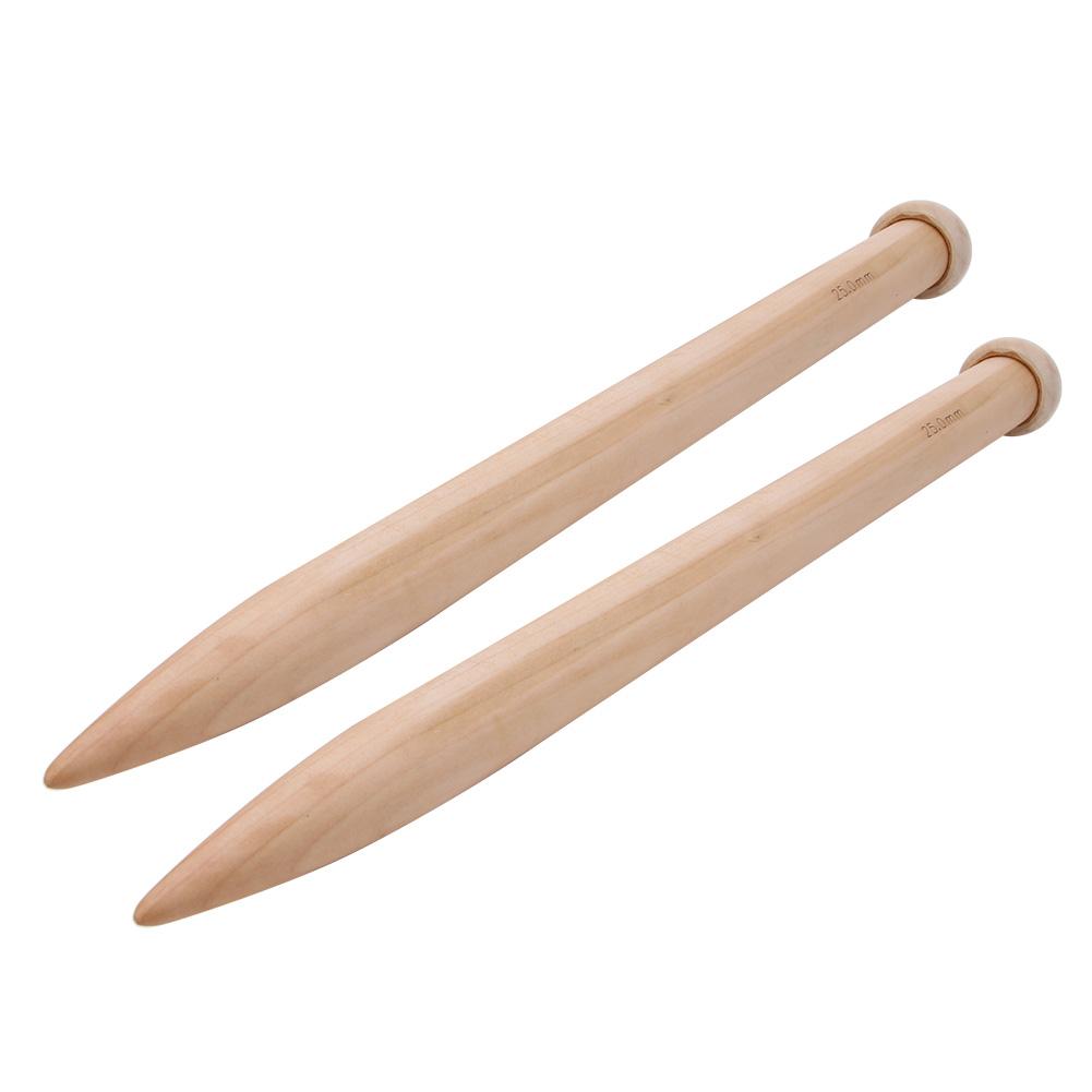 1 Pair Wooden Crochet Hook Knitting Needle Hand Weaving Tool for Scarf Sweater Blanket25mm