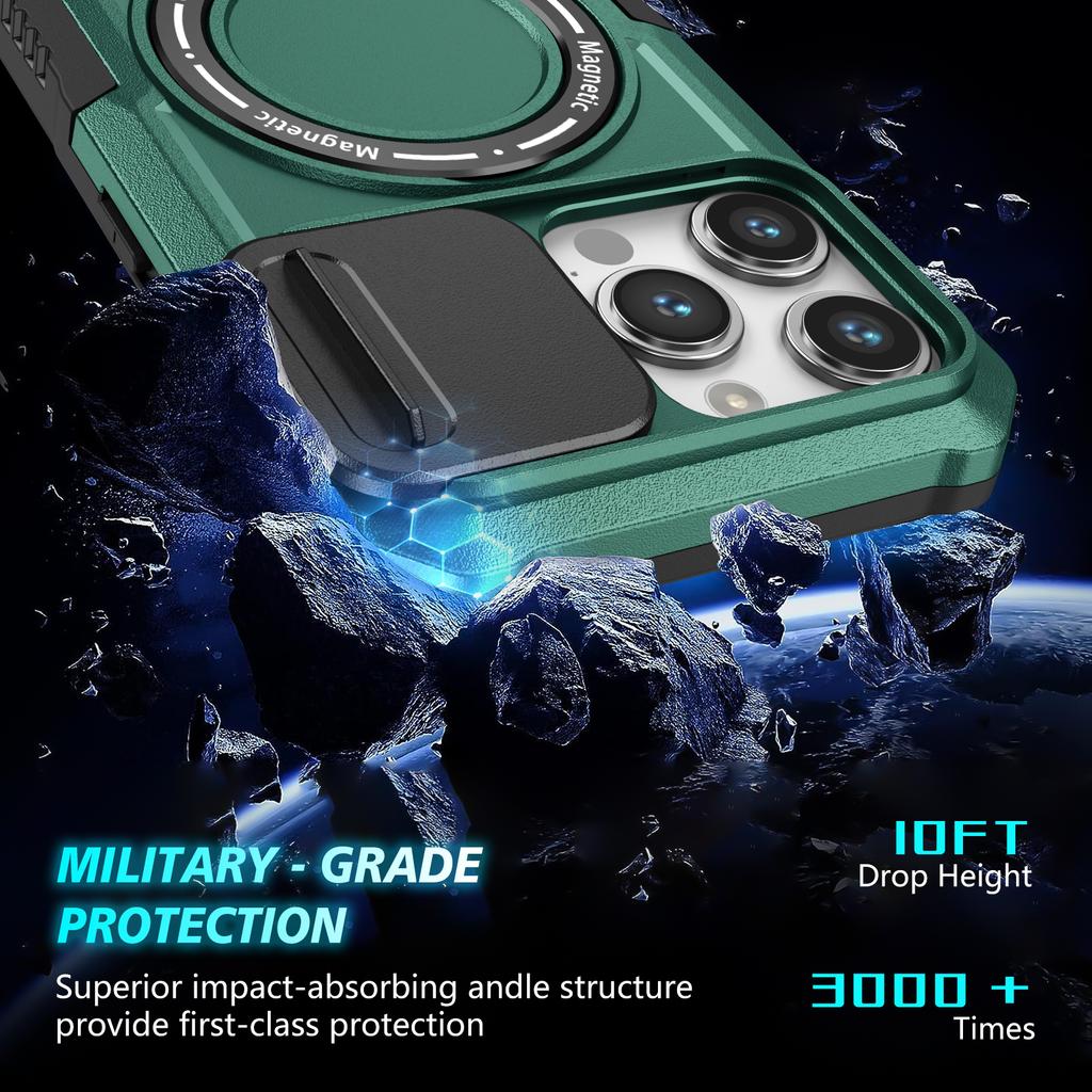 For iPhone 14 Pro Max Case Lens Protection Kickstand Magnetic Phone Cover